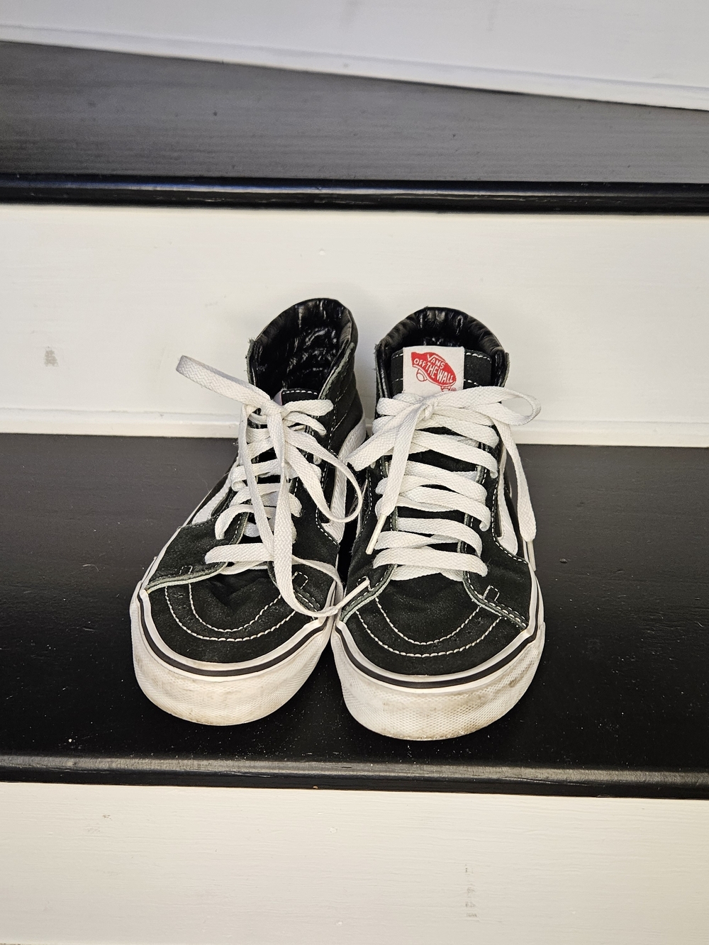 Vans Black and White High-Top Skate Sneakers